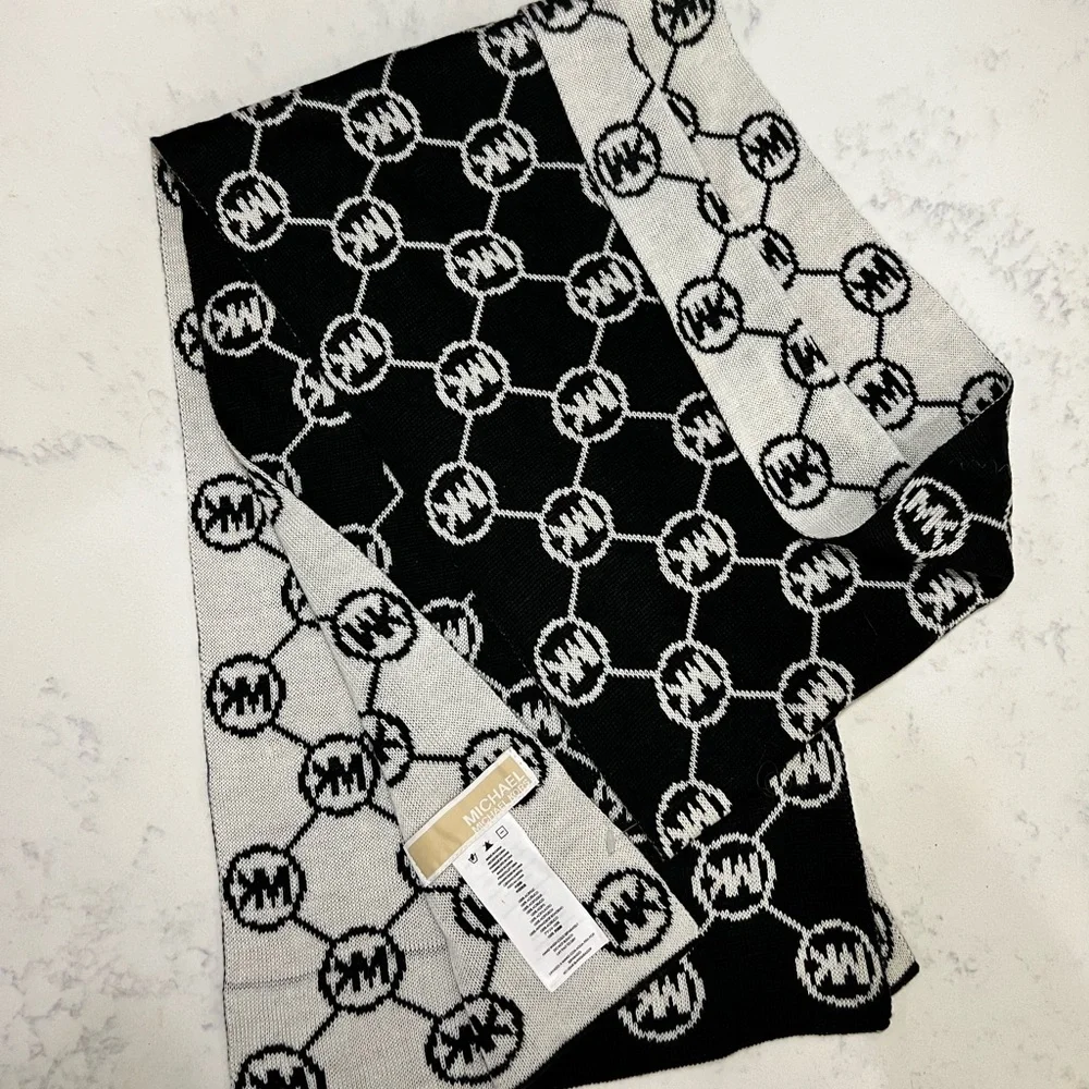 Michael Kors Black and White Monogram Scarf